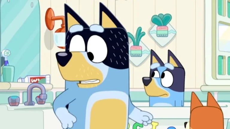 Bluey e Bandit nella stagione 3, episodio 39, "Esercizio."